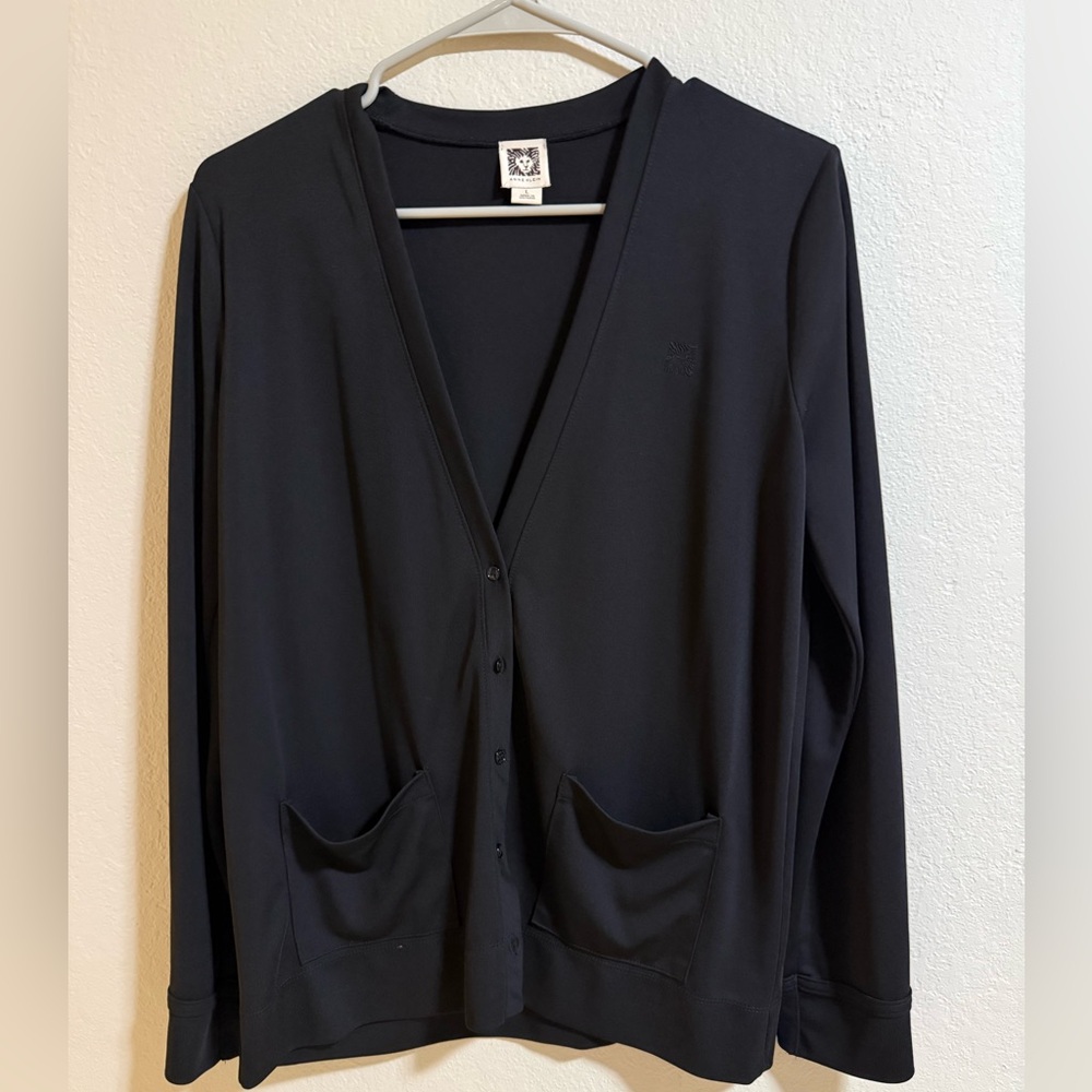 Anne Klein Black Button Front Cardigan Jacket Size L